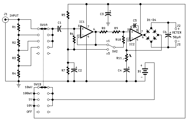 Precision Audio Millivoltmeter circuit