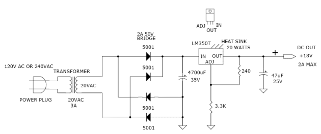 18V 1A Power Supply circuit