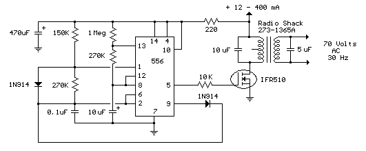 Telephone Ring Generator Using Small Power Transformer circui