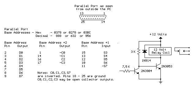 Parallel Port Relay Interface circuit